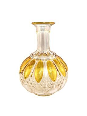 Val Saint Lambert Luxval 1908 Valembet  Glass Decanter Yellow Belgium Vintage Ar